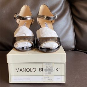 Manolo Blahnik Caldo Patent Pewter